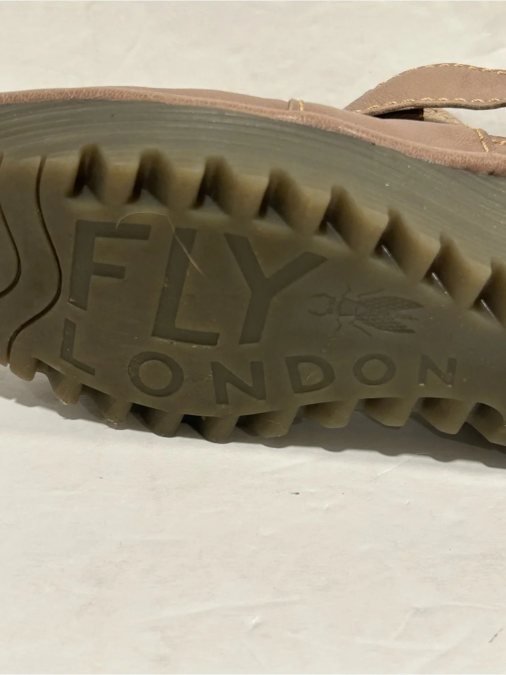 Fly London Yogo Leather Criss Cross Strap Wedge Pump Shoes Taupe EU 36 US 5-5.5